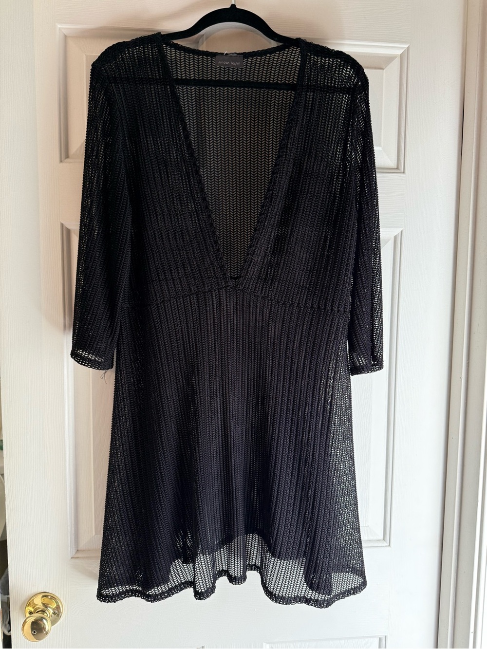 Jordan Taylor Black Sheer Chevron Knit Swim CoverUp